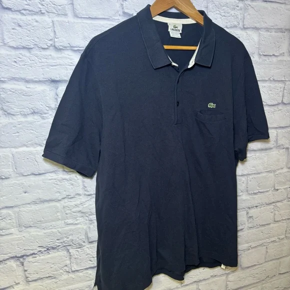 LACOSTE Mens Polo Shirt Size 8 3XL Navy Blue Cotton Quiet Luxury Golf Career - Picture 7 of 12